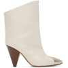 ISABEL MARANT WHITE LEATHER LAPEE BOOTS
