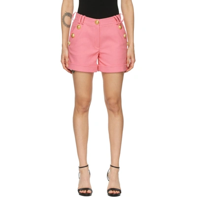 Balmain Button Detail Shorts In Pink