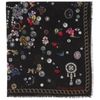 ALEXANDER MCQUEEN BLACK BROOCHES & BUTTONS SCARF