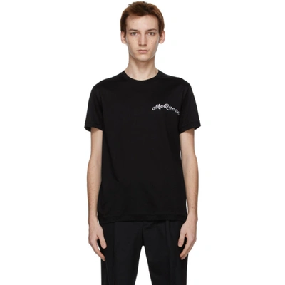 Alexander Mcqueen Black Embroidered Logo T-shirt