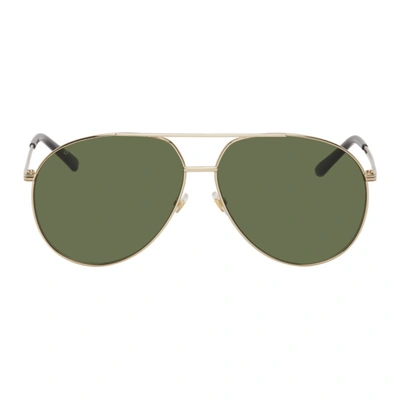 Gucci Gg0832s Gold Sunglasses In Gold Tone,green