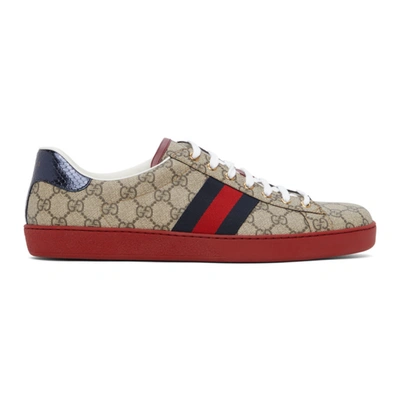 Gucci Ace Gg Supreme Low-top Sneakers In Beige