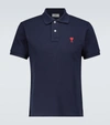 Ami Alexandre Mattiussi Ami Ami De Coeur Embroidered Polo Shirt In Blue