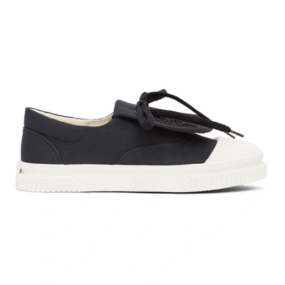 Loewe Anagram Embroidered Flap Low-top Sneakers In Black