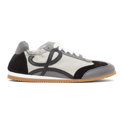 Loewe Ballet Runner Shell, Suede And Leather Sneakers In Grey