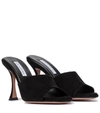 Aquazzura Violette 95mm Suede Slide Sandals, Black