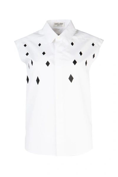 Saint Laurent White Cotton Sleeveless Shirt  Nd  Donna 40f