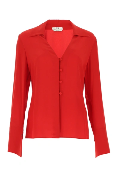 Fendi Titian Red Crepe Blouse Nd  Donna 40