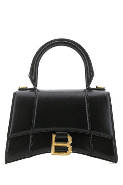 BALENCIAGA BALENCIAGA BLACK LEATHER XS HOURGLASS HANDBAG
