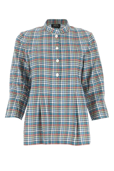 A.p.c. Gingham Linen And Cotton-blend Blouse In Multicolour