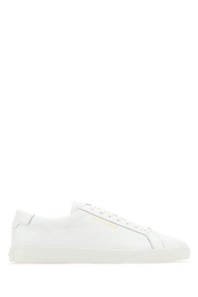 Saint Laurent Snake-effect Low-top Sneakers In White