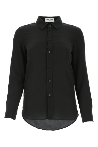 Saint Laurent Black Crepe Shirt Black  Donna 42f