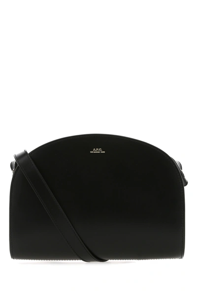 APC A.P.C. BLACK LEATHER DEMI LUNE SHOULDER BAG