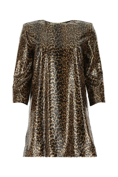 Saint Laurent Printed Polyester Mini Dress Nd  Donna 38f In Brown