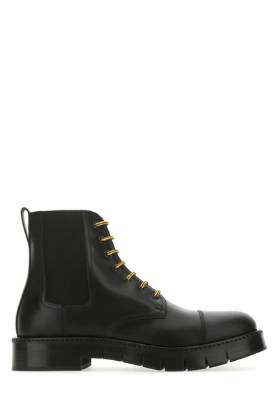 Ferragamo Rosco Leather Combat Boots In Black