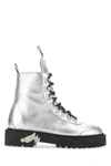 OFF-WHITE SILVER LEATHER ANKLE BOOTS  ND OFF WHITE DONNA 38