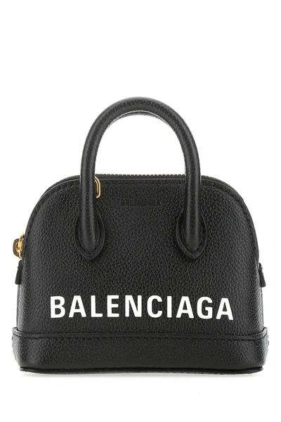 Balenciaga Black Leather Mini Ville Handbag Black  Donna Tu