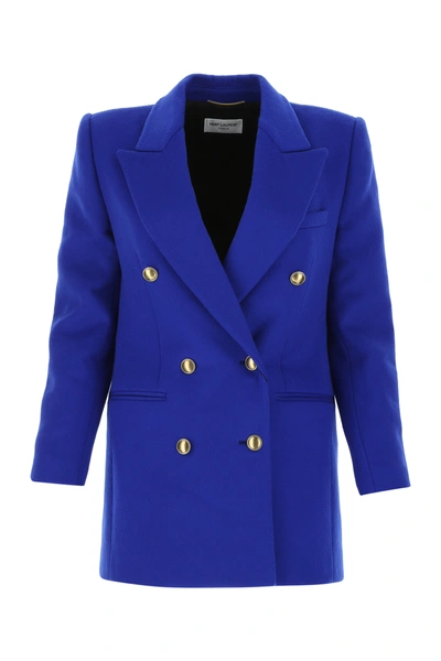 Saint Laurent Electric Blue Wool Blend Blazer Blue  Donna 34f