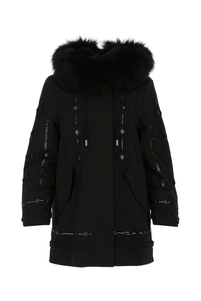 Ermanno Scervino Black Cotton Blend Padded Jacket Black  Donna 38