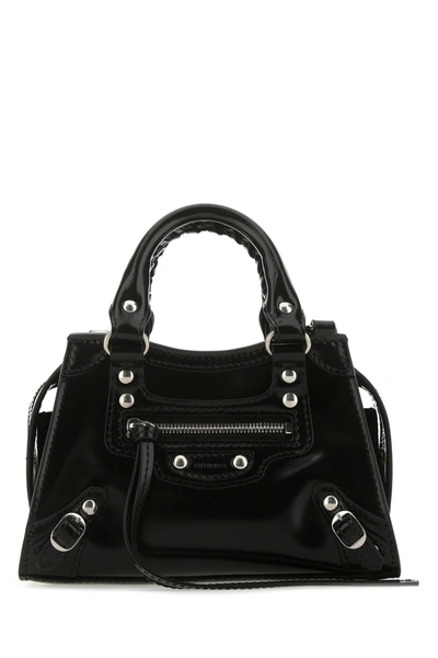 Balenciaga Black Leather Nano Neo Classic Handbag Nd  Donna Tu