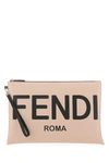 FENDI POWDER PINK LEATHER LARGE CLUTCH  ND FENDI DONNA TU