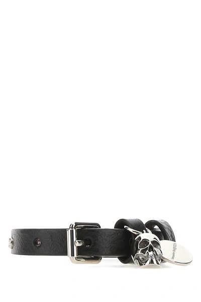 Alexander Mcqueen Black Leather Bracelet Nd  Uomo Tu