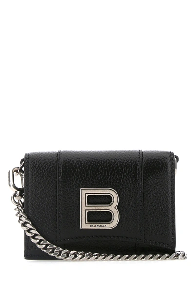 Balenciaga Black Leather Mini Hourglass Wallet Black  Donna Tu