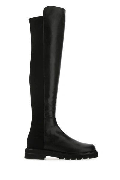 Stuart Weitzman Black Nappa Leather And Stretch Fabric 5050 Lift Boots Nd  Donna 35