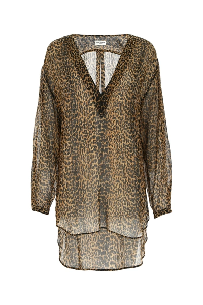 Saint Laurent Printed Wool Blouse Nd  Donna 40f In Brown