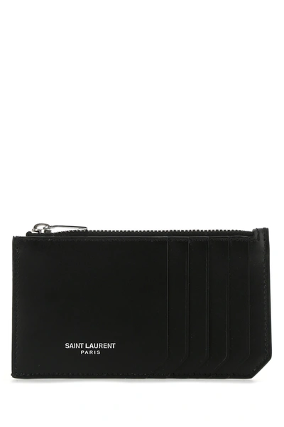 Saint Laurent Black Leather Card Holder Nd  Uomo Tu