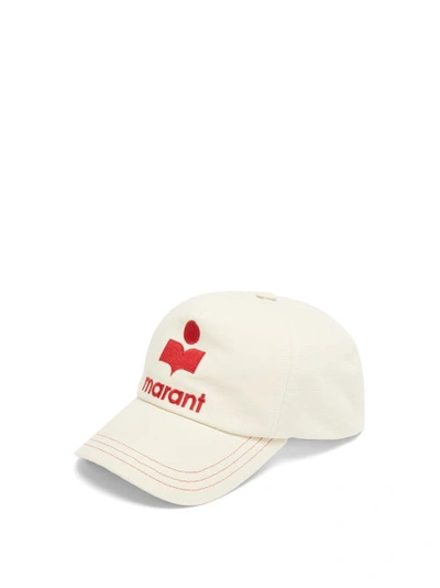 Isabel Marant Tyron Logo-embroidered Canvas Baseball Cap In Ecru Red