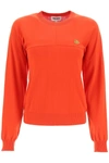 Kenzo Cotton Sweater Tiger Crest Patch In Medium Red