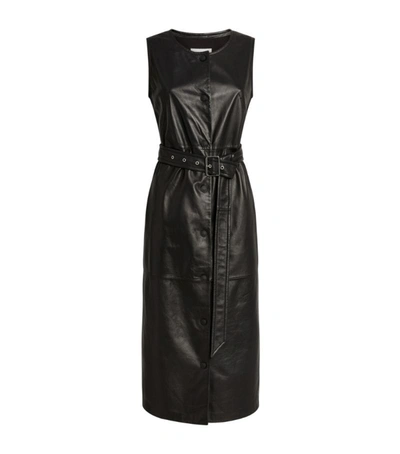 Sportmax Capo Leather Belted Dress In Black