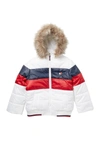 TOMMY HILFIGER COLORBLOCK PUFFER WITH REMOVABLE FAUX FUR HOOD,194753459199