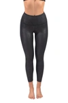 90 Degree By Reflex Faux Cracked Leather High Rise Ankle Leggings In Crdbk - Cracked Black