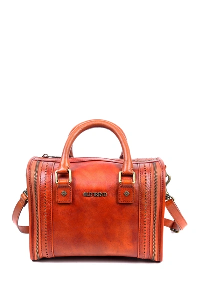 Old Trend Mini Trunk Leather Crossbody Bag In Cognac