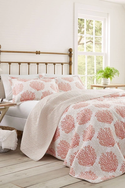 Laura Ashley Coral Coast Coral King Quilt Set
