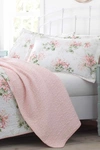 Laura Ashley Honeysuckle Pastel Pink King Quilt Set In Blush