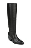 Naturalizer Fae Wide Calf Pointed Toe Knee High Western Boots In Black Leather