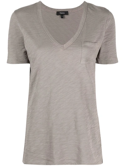 Theory V-neck Short-sleeve T-shirt In Grey