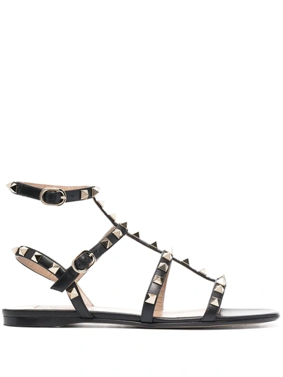 Valentino Garavani Rockstud Ankle Strap Sandals In Black