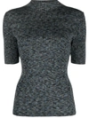 THEORY RIBBED SHORT-SLEEVED KNITTED TOP