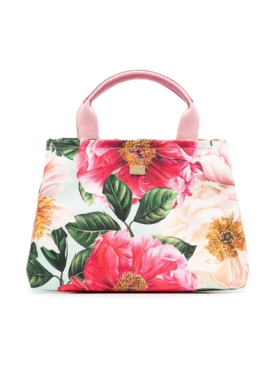 Dolce & Gabbana Kids' Floral-print Tote Bag In Pink