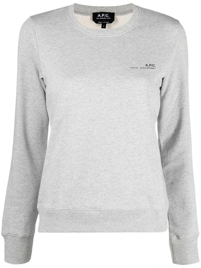 Apc Logo Print Sweatshirt In Grey