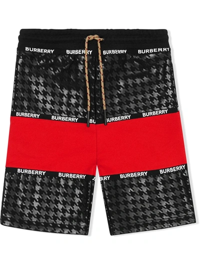 Burberry Teen Logo-tape Panelled Track Shorts In Red