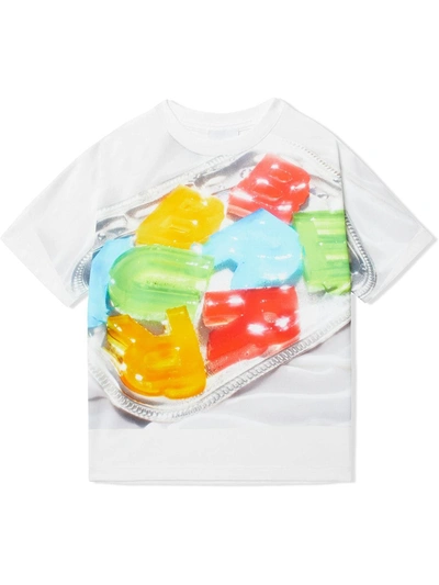 Burberry Teen Confectionery-print Cotton T-shirt In White