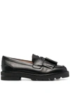 Stuart Weitzman Mila Lift Tassel-embellished Loafers In Black