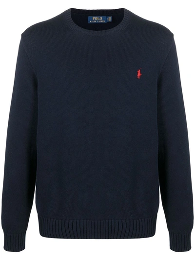Polo Ralph Lauren Embroidered-logo Crew-neck Jumper In 蓝色