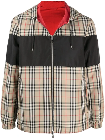 Burberry Reversible Hooded Checked Jacket In Multi