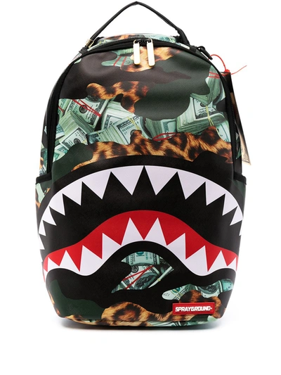 Sprayground Shark Teeth-print Zip-up Backpack In Black